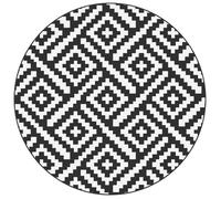 Tapis d'extérieur rond - vidaXL - Ø 200 cm - Blanc et Noir - Polypropylène - Réversible - Résistant aux UV
