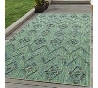 Tapis d'extérieur SIMPEX - Modèle Boho Ethno Vert - 140 x 200 cm - Motif en treillis en nid d'abeille