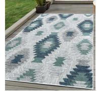 Tapis d'extérieur SIMPEX - Moderne - Motif en treillis en nid d'abeille - Bleu/Vert/Gris/Blanc - 240 x 340 cm