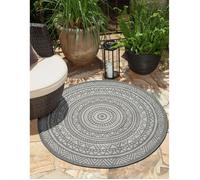 the carpet Mistra - Tapis d’intérieur Moderne, Durable et Facile à Nettoyer, idéal pour Salon, Cuisine ou Salle à Manger, utilisable Aussi en extérieur, Gris Mandala, 120 cm Rond