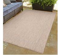 Tapis d'extérieur uni résistant idéal terrasses balcons jardins cuisines un tissage plat sisal Couleur: Beige Taille: 160 cm Rond