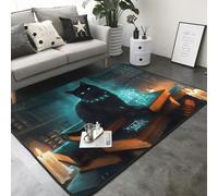 Tapis d'Halloween - Carnet mystérieux d'Halloween avec motif chat noir, 15,7 x 17,8 cm, tapis doux, lavable et antidérapant, tapis d'intérieur pour décoration de chambre à coucher