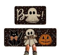 Tapis d'Halloween Ghost - Tapis de salle de bain absorbant et antidérapant - Couverture de sol douce lavable pour la décoration de la pièce avec thème gothique et emplacement de la baignoire pendant