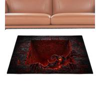 Tapis d'Halloween Tapis de sol antidérapant et doux avec une décoration | Tapis illusion d'optique pour automne Noël cauchemar salon chambre cuisine salle de bain salle à