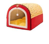 Tapis d'hiver chaud pour chat et chien, tente de sommeil profond, confortable, motif géométrique, amovible, lavable pour chiens de taille moyenne et grande taille (H, S, 101,6 x 89,9 x 89,9 cm)