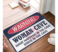 Tapis d'hiver d'extérieur avec avertissement femme grotte ce qui se passe dans les restes dans le tapis, trucs cool pour votre chambre, tapis d'entrée d'intérieur (50 x 80 cm)