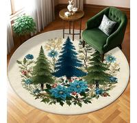 Tapis d'hiver motif sapins, fleurs bleues naturelles, feuilles vertes, dos antidérapant, tapis d'intérieur qui ne perd pas ses poils pour salon, chambre à coucher, sous table, décoration de salle à