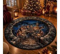 Tapis d'illusion 3D de Noël, Tapis Sol Optique Rond 31,5 Pouces | Avec un design d'illusion d'optique festive, une taille ronde de 31,5 pouces, une construction discrète(A)