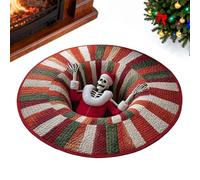 Tapis d'Illusion d'Optique,Moquette Illusion 3D Pour Décorations De Noël | Tapis De Zone D'Entrée Matelassé Drôle À Motif Crâne,Pour Cuisine Entrée Intérieur Salle De Bain Chambre Hiver Style Ferme