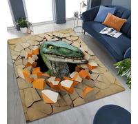 Tapis Dinosaure 3D avec Effet d'Illusion de Mur Cassé, Grand Tapis de Sol Antidérapant Lavable pour Salon, Chambre et Canapé, Paillasson Intérieur Décoratif pour Adolescents (Couleur 2,50x80cm)