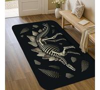 Tapis dinosaure moderne, squelette artistique fossiles sans noir, tapis de porte éponge à poils courts pour entrée, salle de bain, buanderie, décoration de 0,9 x 1,5 m