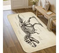 Tapis dinosaure vintage éducatif squelette anatomie aucun beige à poils courts en éponge tapis imprimé accents tapis salle de bain entrée cuisine chevet décoration 0,9 x 1,5 m