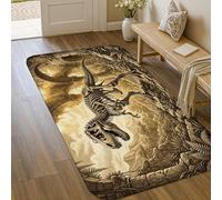 Tapis dinosaure vintage naturel fossile jungle non marron antidérapant tapis rectangulaire imprimé accents tapis de salle de bain, entrée, chevet, buanderie, décoration de salle de bain, 0,9 x 1,5 m