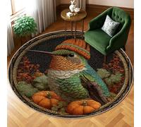 Tapis d'intérieur à motif de colibri avec envers antidérapant - Tapis d'intérieur qui ne perd pas ses poils - Pour salon, chambre à coucher, sous le lit - Décoration d'appartement - 1,8 x 1,8 m