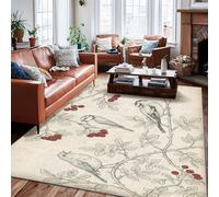 Tapis d'intérieur à poils courts avec motif d'oiseaux, branche vintage, baie, automne, neutre, ne perd pas ses poils pour salon, chambre à coucher, salle à manger, bureau, 1,8 x 2,7 m