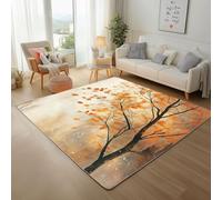 Tapis d'intérieur à poils ras - Lavable en machine - Dos antidérapant - 60 x 110 cm - Motif paysage de jungle d'automne pour cuisine et chambre à coucher