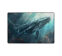 Tapis d'intérieur confortable en flanelle avec imprimé baleines sous-marines, ne perd pas ses poils et facile d'entretien, en toutes saisons