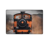 Tapis d'intérieur confortable en flanelle avec imprimé locomotive qui ne perd pas ses poils et est facile d'entretien, en toutes saisons