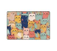 Tapis d'intérieur confortable en flanelle avec motifs de chats mignons dans une variété de couleurs, ne perd pas ses poils et facile d'entretien, tapis d'intérieur utilisé en toutes saisons