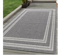 Tapis d'intérieur d'extérieur bordure résistant terrasse balcon cuisine salon Gris 80 x 150 cm