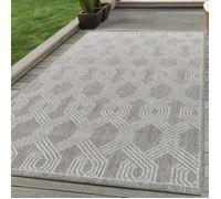 Carpettex Tapis d'intérieur et d'extérieur au Design géométrique résistant aux intempéries pour terrasse, Balcon, Cuisine ou Salon, Couleur: Gris, Taille: 240 x 340 cm