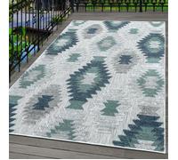 Tapis d'intérieur d'extérieur résistant berbère cuisine balcon terrasse jardin Bleu 240 x 340 cm