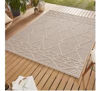 Tapis d'intérieur-d'extérieur Scandinave Boho Moderne Tissu plat Beige 200 x 290 cm