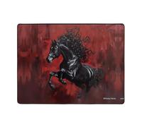 Tapis d'intérieur doux et lavable en toile pour chambre à coucher, salon, motif étalon noir sur fond rouge, 160 x 121 cm