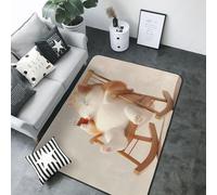 Tapis d'intérieur doux et lavable pour chambre à coucher, salon - Motif chat relaxant avec jeté de thé - 12,7 x 17,1 cm - 203,2 x 147,3 cm