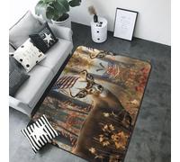 Tapis d'intérieur doux et lavable pour salon, chambre à coucher, décoration de chambre à coucher, motif forêt de cerfs sauvages américains, 152 x 213 cm