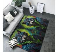 Tapis d'intérieur doux et réaliste pour décoration de salon, chambre à coucher, salon, 12,7 x 17,3 cm, lavable, motif guerrier loup, pour chambre à coucher, salon, 203,2 x 147,3 cm