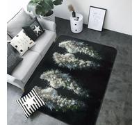 Tapis d'intérieur doux lavable pour chambre à coucher, salon - Motif floral angélique blanc - 12,7 x 17,3 cm - 203,2 x 147,3 cm