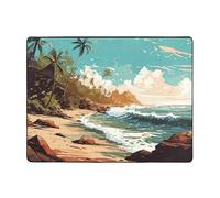 Tapis d'intérieur doux lavable pour chambre à coucher, salon, motif plage côtière, palmiers, 160 x 121 cm