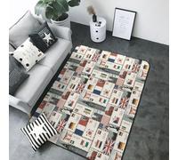 Tapis d'intérieur doux lavable pour chambre à coucher, salon - Motif timbre du monde entier - 12,7 x 17,8 cm