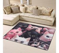 Tapis d'intérieur doux lavable pour chambre à coucher, salon - Tapis doux lavable pour chambre à coucher, salon - Motif portrait de groupe de chatons mignons - 160 x 121 cm