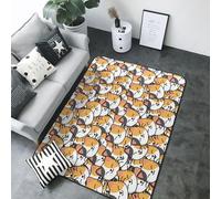 Tapis d'intérieur doux lavable pour salon, chambre à coucher, salon, motif tête de chat souriant, dessin animé, 12,7 x 17,3 cm, 203,2 x 147,3 cm