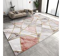 Tapis d'intérieur en marbre or rose, motif géométrique minimaliste nordique, antidérapant, lavable en machine, respirant, durable, pour décoration de sol, 0,9 x 1,2 m