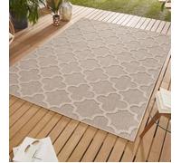 Tapis d'intérieur-extérieur Marocain Boho Motif losange Tissu plat Beige 120 x 170 cm