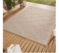 Tapis d'intérieur-extérieur - SIMPEX - Le Mans - Style scandinave boho - 200 x 290 cm - Beige