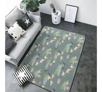 Tapis d'intérieur lavable pour chambre à coucher, salon - Motif chèvre mignonne et peinte en douceur - 12,2 x 17,3 cm - Vert chèvre mignonne