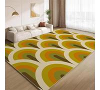 Tapis d'intérieur rétro bohème orange et vert, style années 70, antidérapant, lavable, en polaire courte, idéal pour le salon, la chambre, le bureau, l'entrée, le yoga (180x290 cm/multicolore)