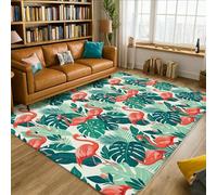 Tapis d'oiseau tropical, feuille botanique tropicale Monstera, vert d'été, tapis d'intérieur à poils courts en éponge qui ne perd pas ses poils pour salon, chambre à coucher, sous table, décoration de