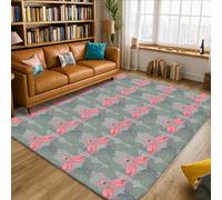 Tapis d'oiseau tropical, moderne, feuille d'été, pêche, tapis rectangulaire d'intérieur à poils courts en éponge qui ne perd pas ses poils pour salon, chambre à coucher, sous table, décoration de