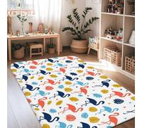 Tapis d'oiseau tropical, moderne, feuille, triangle, corail d'été, tapis rectangulaire d'intérieur à poils courts en éponge qui ne perd pas ses poils pour salon, chambre à coucher, couloir, bureau