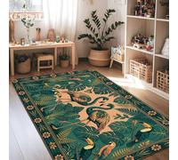 Tapis d'oiseau tropical, perroquet toucan tropical, vert d'été, tapis rectangulaire à poils courts en éponge qui ne perd pas ses poils pour salon, chambre à coucher, couloir, bureau, décoration 1,2 x