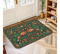 Tapis d'oiseau tropical, perroquet tropical, botanique, toucan, vert d'été, en éponge, à poils courts pour l'intérieur, tapis d'intérieur qui ne perd pas ses poils, décoration pour entrée, salle de