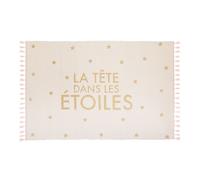 Tapis doré à franges la tête dans les ét