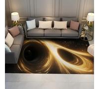 Tapis doré de Luxe, Tapis antidérapants Doux, Tapis mystérieux Cosmique céleste pour Salon, Chambre, Salle à Manger, Bureau à Domicile 200x300cm