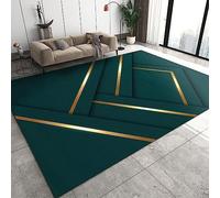 Tapis Douce, Moquette Décoratif De Style Moderne, Couverture Rampante pour Enfants, 3D Imprimer Rayures Géométriques Or Vert, The Rug pour Chambre Et Salon Ou Chambre d'enfants 120 X 160 Cm -9P6M-D0X