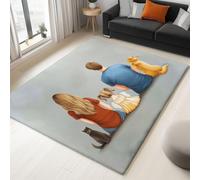 Tapis Doux À Poils Courts Minimalisme Portrait De Famille Chaleureux pour Salon, Tapis de Décoration à Imprimé pour Chambre à Coucher, Nettoyage Facile, Antidérapant, Gris Clair, 80 x 150 cm